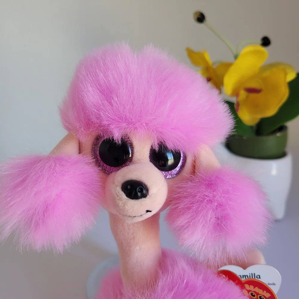 Ty Pink Poodle Plush with Glittery Paws